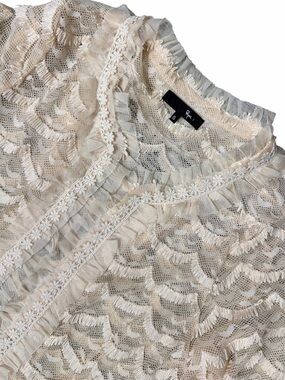 RYU Women's Cream Lace Open-Front Cardigan With Daisy Detail